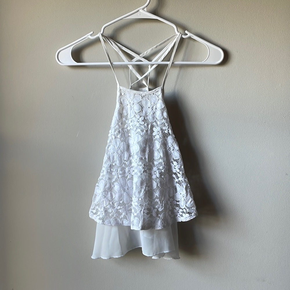 Hollister white tank top, size small